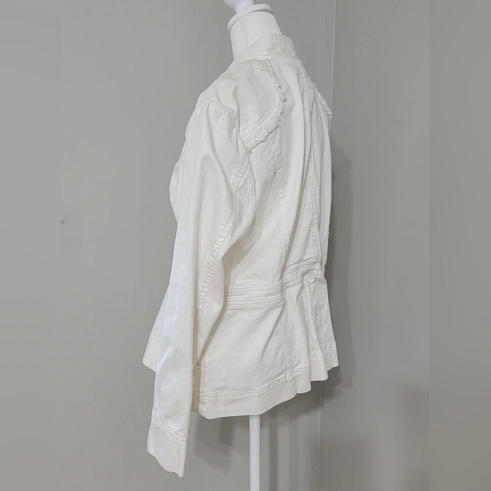 ALLEN B. By Allen Schwartz White Denim Jacket Women's Size Large - Picture 8 of 9